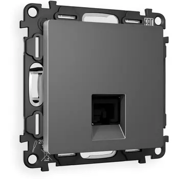 Комплект механизма Ambrella Volt телефонной розетки ALFA MA662030 Антрацит серый RJ-11(4P4C) с защитной шторкой QUANT