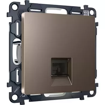 Комплект механизма Ambrella Volt телефонной розетки ALFA MA642030 Темная бронза матовый RJ-11(4P4C) с защитной шторкой QUANT