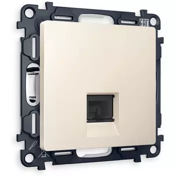 Комплект механизма Ambrella Volt телефонной розетки ALFA MA332030 Бежевый матовый RJ-11(4P4C) с защитной шторкой QUANT