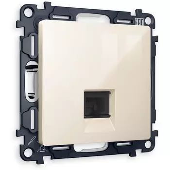 Комплект механизма Ambrella Volt телефонной розетки ALFA MA312030 Бежевый глянец RJ-11(4P4C) с защитной шторкой QUANT