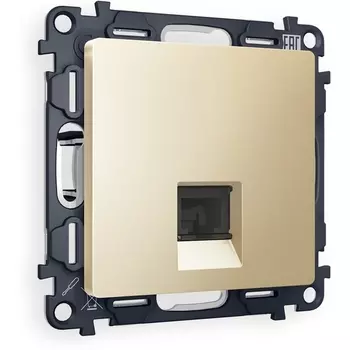 Комплект механизма Ambrella Volt телефонной розетки ALFA MA612030 Шампань RJ-11(4P4C) с защитной шторкой QUANT