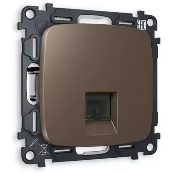 Комплект механизма Ambrella Volt телефонной розетки OMEGA MO642030 Темная бронза матовый RJ-11(4P4C) с защитной шторкой QUANT