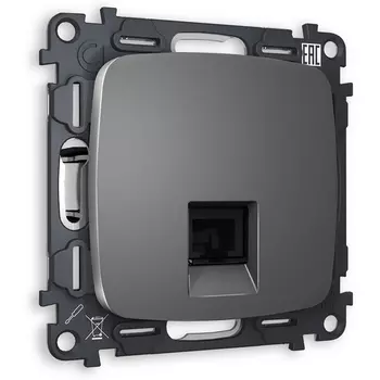 Комплект механизма Ambrella Volt телефонной розетки OMEGA MO662030 Антрацит серый RJ-11(4P4C) с защитной шторкой QUANT