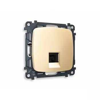 Комплект механизма Ambrella Volt телефонной розетки OMEGA MO612030 Шампань RJ-11(4P4C) с защитной шторкой QUANT
