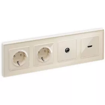 Комплект механизма Ambrella Volt TV розетки проходной ALFA MA313030 Бежевый глянец 5-1000 MHz 4dB QUANT