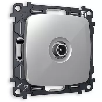 Комплект механизма Ambrella Volt TV розетки проходной OMEGA MO413030 Серебро глянец 5-1000 MHz 4dB QUANT