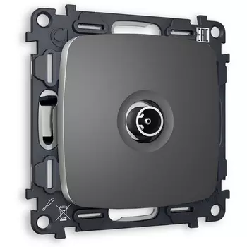 Комплект механизма Ambrella Volt TV розетки проходной OMEGA MO663030 Антрацит серый 5-1000 MHz 4dB QUANT