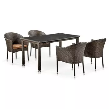 Комплект плетеной мебели Afina T256A/Y350A-W53 Brown 4Pcs