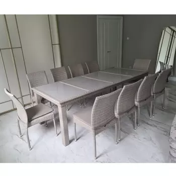 Комплект плетеной мебели Afina T438/Y380C-W85 Latte (10+1) + подушки