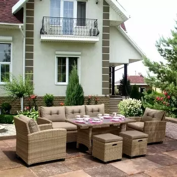 Комплект плетеной мебели AFM-310B Beige (Искусственный ротанг/Бежевый) Afina