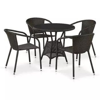 Комплект плетеной мебели T707ANS/Y137C-W53 4Pcs Brown (Искусственный ротанг/Коричневый) Afina