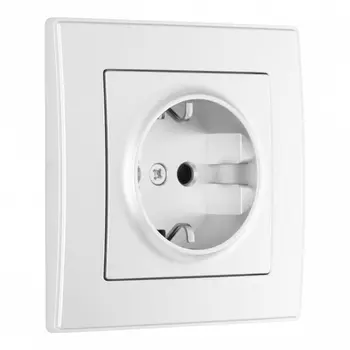 Комплект розетки с заземлением, шторками и рамкой (серебро) Arte Milano SET06-1 SET06-1-40-1 silver