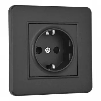 Комплект розетки с заземлением, шторками и рамкой (черный) Arte Milano SET16-1 SET16-1-40-1 black