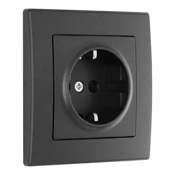 Комплект розетки с заземлением, шторками и рамкой (черный) Arte Milano SET06-1 SET06-1-40-1 black