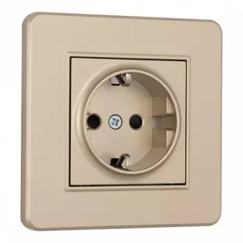 Комплект розетки с заземлением, шторками и рамкой (шампань) Arte Milano SET16-1 SET16-1-40-1 shampan
