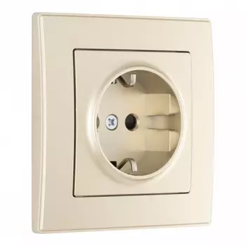Комплект розетки с заземлением, шторками и рамкой (шампань) Arte Milano SET06-1 SET06-1-40-1 shampan