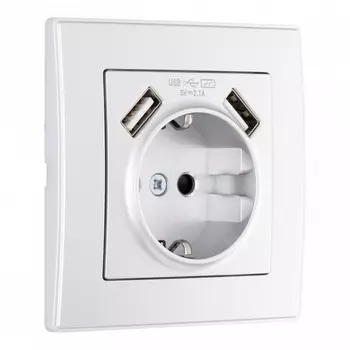 Комплект розетки с заземлением, шторками, рамкой и USBх2 (серебро) Arte Milano SET06-1 SET06-1-47-1 silver