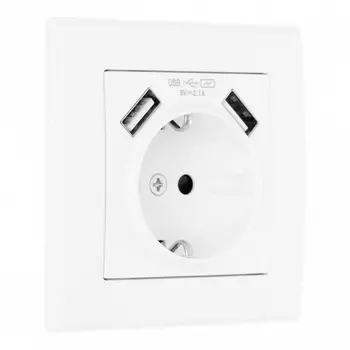 Комплект розетки с заземлением, шторками, рамкой и USBх2 (белый) Arte Milano SET06-1 SET06-1-47-1 white