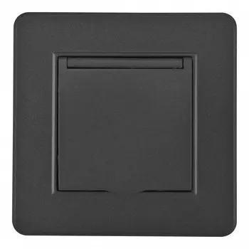 Комплект розетки с заземлением, шторками, защитной крышкой и рамкой (черный) Arte Milano SET16-1 SET16-1-41-1 black