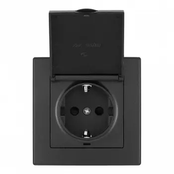 Комплект розетки с заземлением, шторками, защитной крышкой и рамкой (черный) Arte Milano SET06-1 SET06-1-41-1 black