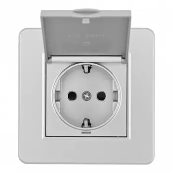 Комплект розетки с заземлением, шторками, защитной крышкой и рамкой (серебро) Arte Milano SET16-1 SET16-1-41-1 silver