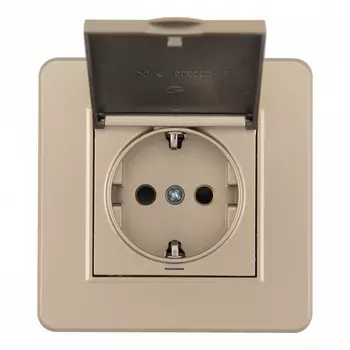 Комплект розетки с заземлением, шторками, защитной крышкой и рамкой (шампань) Arte Milano SET16-1 SET16-1-41-1 shampan
