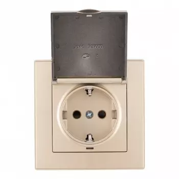 Комплект розетки с заземлением, шторками, защитной крышкой и рамкой (шампань) Arte Milano SET06-1 SET06-1-41-1 shampan