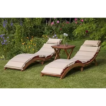 Комплект шезлонги и столик AFM-803A-T133 Beige (2+1) (Искусственный ротанг) Afina