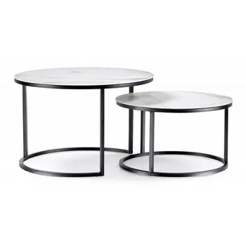 Комплект столиков Woodville Плумерия белый мрамор / черный 500007