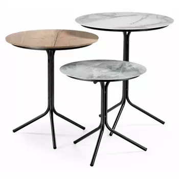 Комплект столиков Woodville Рускус белый мрамор / серый мрамор / галифакс 500013