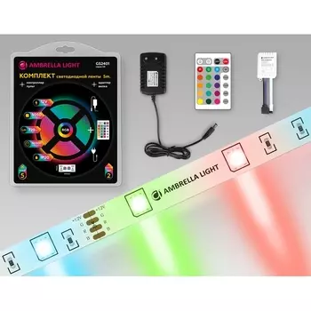 Комплект светодиодной ленты с пультом RGB Ambrella Illumination GS2401 5050 30Led 7.2W/m 12V IP20 5m