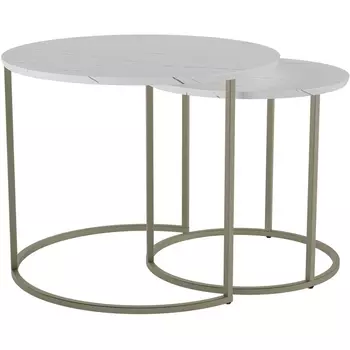 Комплект журнальных столов Калифорния Лесли белый мрамор/титан от фабрики Калифорния
