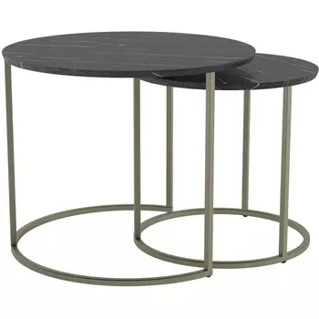 Комплект журнальных столов Калифорния Лесли Черный мрамор/Титан от фабрики Калифорния