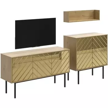 Композиция Boho 1 ОГОГО (арт.572578), (ЛДСП/Дуб Корбридж,Золотой) ОГОГО Обстановочка!