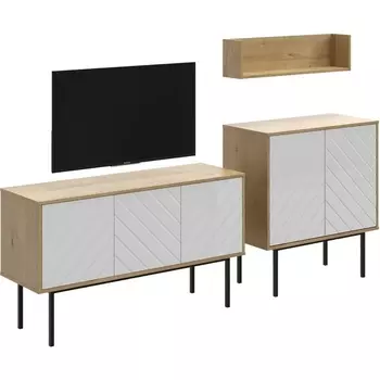 Композиция Boho 1 ОГОГО (арт.572582), (ЛДСП/Белый,Дуб Корбридж) ОГОГО Обстановочка!