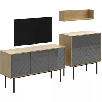 Композиция Boho 1 ОГОГО (арт.572584), (ЛДСП/Серый,Дуб Корбридж) ОГОГО Обстановочка!