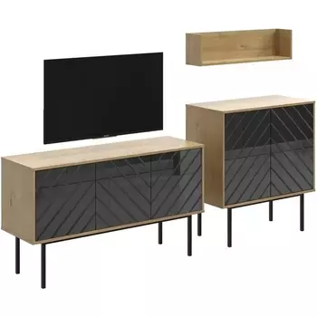 Композиция Boho 1 ОГОГО (арт.572600), (ЛДСП/Черный,Дуб Корбридж) ОГОГО Обстановочка!