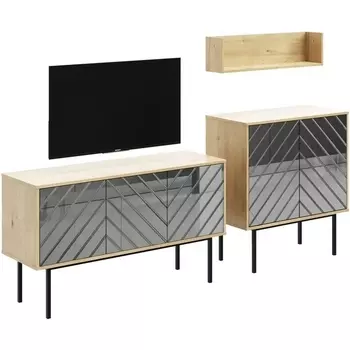 Композиция Boho 1 ОГОГО (арт.572696), (ЛДСП/Серый,Дуб Корбридж) ОГОГО Обстановочка!