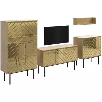 Композиция Boho 2 ОГОГО (арт.572592), (ЛДСП/Дуб Корбридж,Золотой) ОГОГО Обстановочка!