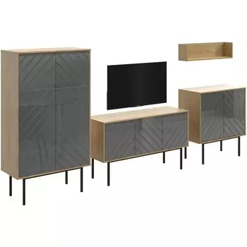 Композиция Boho 2 ОГОГО (арт.572595), (ЛДСП/Серый,Дуб Корбридж) ОГОГО Обстановочка!