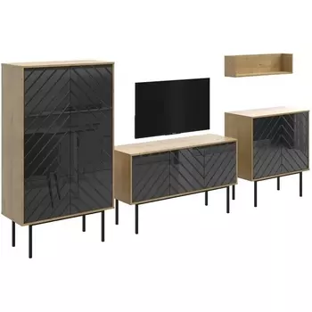 Композиция Boho 2 ОГОГО (арт.572658), (ЛДСП/Черный,Дуб Корбридж) ОГОГО Обстановочка!