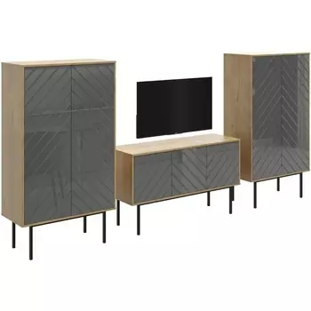 Композиция Boho 3 ОГОГО (арт.572586), (ЛДСП/Серый,Дуб Корбридж) ОГОГО Обстановочка!