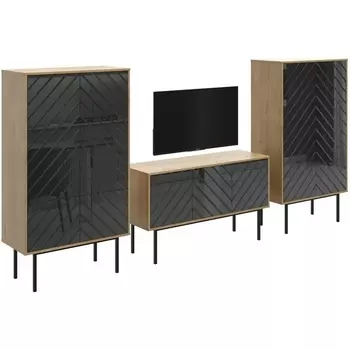 Композиция Boho 3 ОГОГО (арт.572587), (ЛДСП/Черный,Дуб Корбридж) ОГОГО Обстановочка!