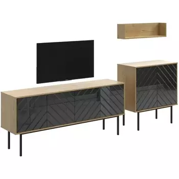 Композиция Boho 4 ОГОГО (арт.572668), (ЛДСП/Дуб Корбридж,Черный) ОГОГО Обстановочка!