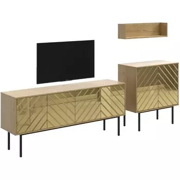 Композиция Boho 4 ОГОГО (арт.572697), (ЛДСП/Золотой,Дуб Корбридж) ОГОГО Обстановочка!