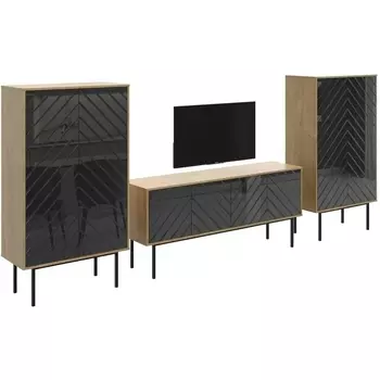 Композиция Boho 5 ОГОГО (арт.572673), (ЛДСП/Черный,Дуб Корбридж) ОГОГО Обстановочка!