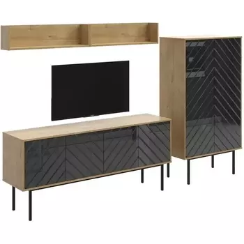 Композиция Boho 6 ОГОГО (арт.572682), (ЛДСП/Черный,Дуб Корбридж) ОГОГО Обстановочка!