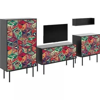 Композиция Boho Color 2 ОГОГО (арт.599560), (ЛДСП/Черный) ОГОГО Обстановочка!