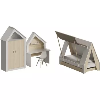 Композиция Campi №5 ОГОГО (арт.727639), (ЛДСП/Белый,Ясень Коимбра) ОГОГО Обстановочка!