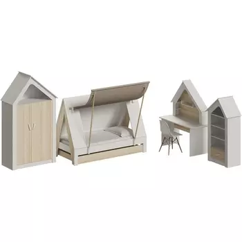 Композиция Campi №6 ОГОГО (арт.727641), (ЛДСП/Белый,Ясень Коимбра) ОГОГО Обстановочка!